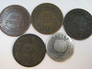 Group Of 5 Ohio Masonic Chapter Penny Token Medal 1