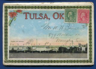 Tulsa Oklahoma Ok Cosden Oil Refinery Kendall College Postcard Folder 1920s