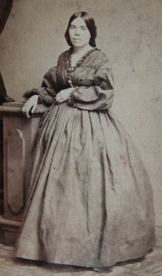 Antique Cw Era Cdv Photo Of Southern Belle In Lovely Hoop Dress Louisville Ky