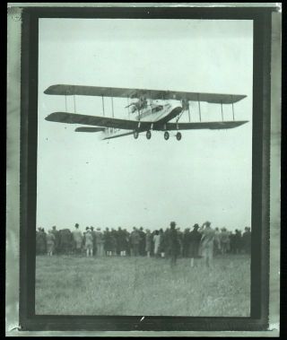 A Rare Early 20th Century Negative Of A Plane In Flight