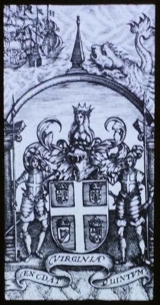 Coat Of Arms - Virginia Company Of London,  Magic Lantern Glass Slide