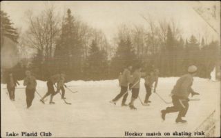 Lake Placid Ny Ice Hockey Games C1910 Real Photo Postcard 2