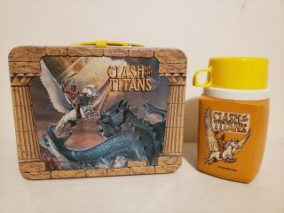 Vintage 1980 Clash Of The Titans Metal Lunchbox Complete W/ Thermos