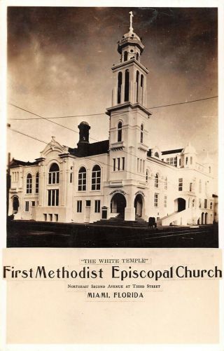 Miami,  Fl First Methodist Episcopal Church,  Real Photo Pc C 1930 