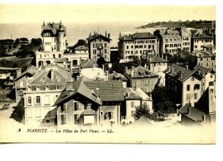 Aerial View - Villas - Port Vieux - City Of Biarritz - France - 1919 Vintage Postcard