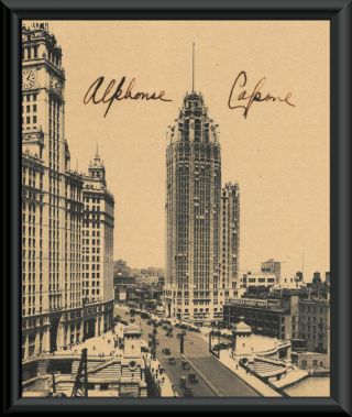 Al Capone Autograph Reprint & 1920s Chicago Reprint On 90 Year Old Paper P051