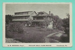 Canadensis,  Pa.  Willow Dell Farm House 1924 Postcard