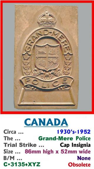 Trial Strike Cap Badge • Canada - Pq • Grand - Mere Pol 