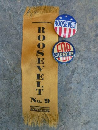 Vintage Roosevelt No.  9 Ribbon & Pins