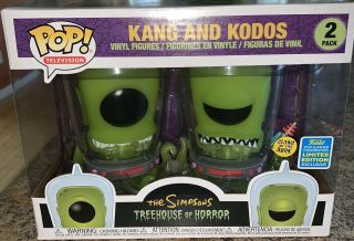 Limited Edition Glow In The Dark Kang And Kodos Sdcc Funko Pop 2 Pack.