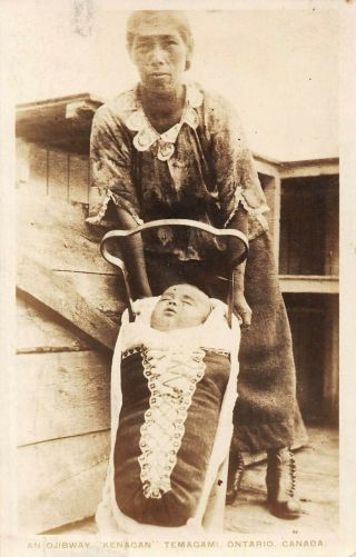 Temagami,  Ontario.  Canada,  Ojibway Indian Woman & Baby,  Real Photo Pc 1931