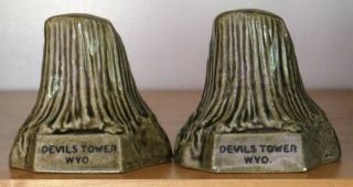 Devils Tower Wyoming Vintage Salt Pepper Set Souvenir Building Ceramic