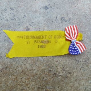1938 Tournament Of Roses Parade Pasadena,  Ca Collectible Ribbon Souvenir
