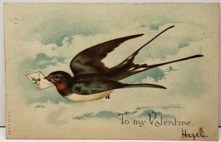 Valentine Bird In Flight With Letter 1907 Udb To Vandergrift Pa Postcard E18