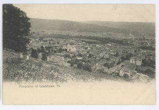 Aerial Panorama Of Lewistown Pa Vintage Mifflin County Pennsylvania Postcard