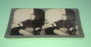 Vintage Stereoview Card - President Theodore Roosevelt At Desk White House 1903