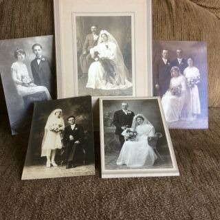 5 Very Old Posed Wedding Photos Bride & Groom One From Canby Minn