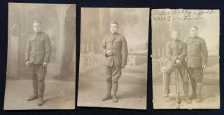 Vtg Antique 1910s Wwi 1918 France Studio Rppc Photo Postcards Us Army Soldiers