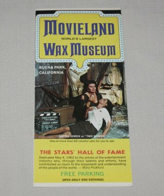 1960s Movieland Wax Museum Brochure Buena Park California Sophia Loren
