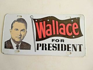 Vintage George Wallace For President Governor Alabama Car Truck Tag Plate Metal