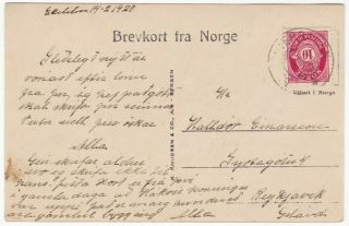 Norway 1920 Postcard Bergen - Walkendorfstaarn Blomsterdalen Cancel To Iceland