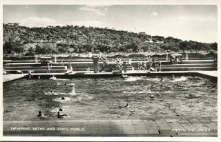 Southern Rhodesia,  Gwelo,  Swiming Baths And Kopji (1950s) Rppc Postcard