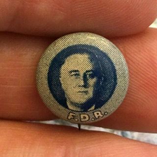 1940 Franklin D Roosevelt Fdr Tiny Small 1/2 " Blue Pinback Button Pin Rare