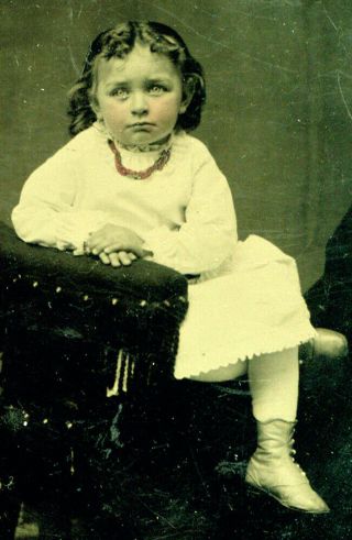 Little Girl With Red Tinted Ruby Necklace Great Contrast