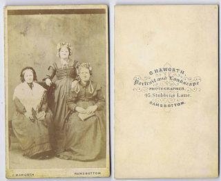Cdv Photograph Victorian Ladies Carte De Visite By Haworth Of Ramsbottom
