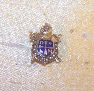 Vintage Order Of Demolay / Masonic - Small 10k Gold Pin W/ Seed Pearls Old
