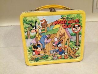 Vintage 1976 Mickey Mouse Club Yellow Metal Lunch Box By Aladdin