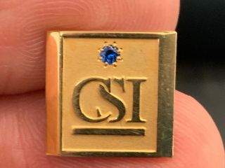 “csi” Gem Service Award Pin.  Solid 10k Gold Pin.