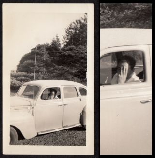 Private Man Hides Anonymous W Hand On Face In Car 1930s Vintage Photo