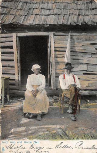 F34/ Black Americana Postcard C1910 Aunt Ann Uncle Nat Cabin Old Folks 20