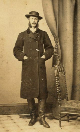 Civil War Era Antique Cdv Photo Young Man W Sideburns Fashion Kertson Newark N J