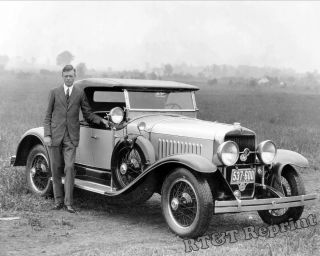 Photograph Of Charles Lindbergh & Lasalle Car In Missouri Year 1927 8x10