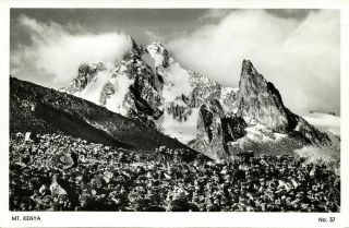 Kenya,  Mount Kenya,  Stratovolcano Volcano (1950s) Rppc Postcard (4)