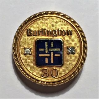 Burlington Industries 30 Year Award Pinback - Diamonds & Lgb Gold Filled