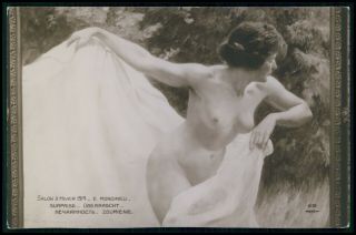 Art Mondineu Nude Woman Nudist Surprise 1910s Salon De Paris Postcard