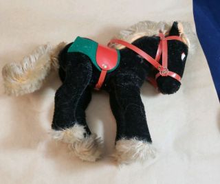 Vtg Horse Stuffed Animal Pony Plush Saddle Mid Century Rare wired Kamar Dankin? 3