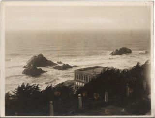 Vintage Black & White Photograph The Cliff House San Francisco From Sutro Height