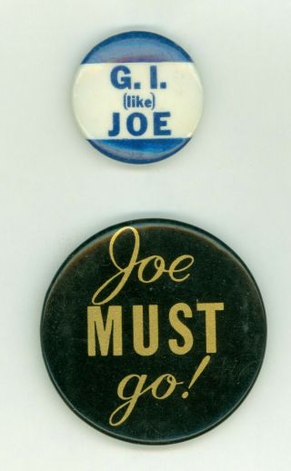 2 Vtg 1950s Wisconsin U.  S.  Senator Joe Mccarthy Pro/con Campaign Pinback Buttons