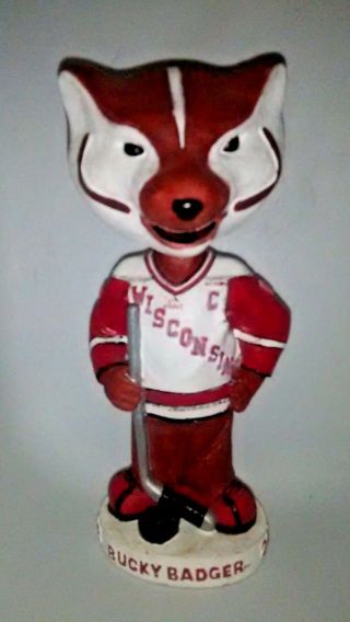 2002 Mcdonalds Wisconsin Badgers Mascot Bucky Badger Hockey Bobblehead Rare