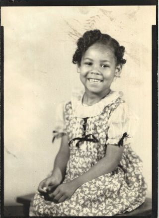Vintage Photograph Happy Child Afro American Black And White Portrait