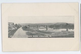 Juniata River Bridge Lewistown Pa Vintage Mifflin County Pennsylvania Postcard 2