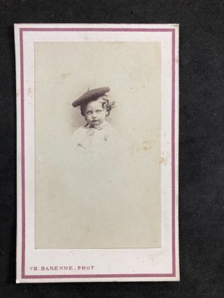 Victorian Carte De Visite Cdv: French Boy In Beret: Barenne Paris