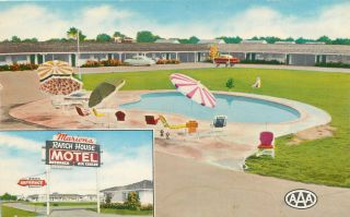 Marions Ranch House Motel Stockton Lodi Ca California Chrome Postcard 1950s
