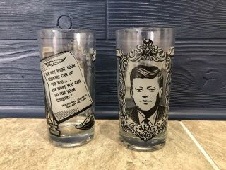 2 President Jfk John Kennedy 1917 - 1963 Inaugural Address Drinking Glass Vintage