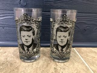 2 President JFK John Kennedy 1917 - 1963 Inaugural Address Drinking Glass Vintage 4