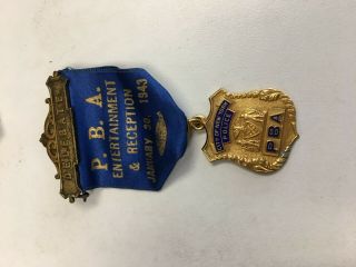 Vintage City Of York Police Pba Delegate Pin With Small Badge 1943